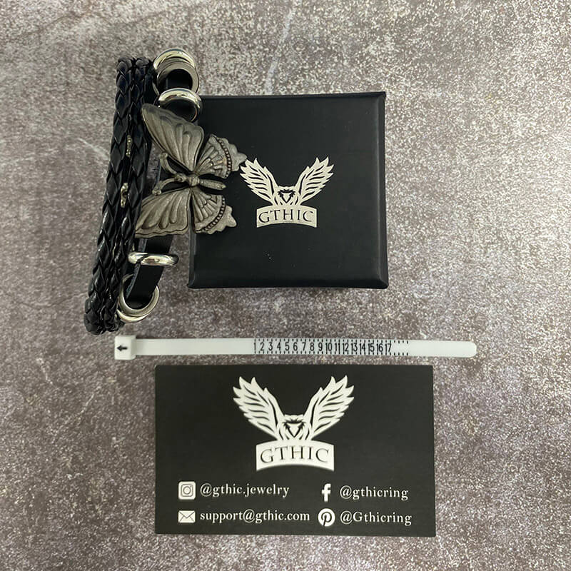 Vintage Butterfly Alloy Leather Bracelet