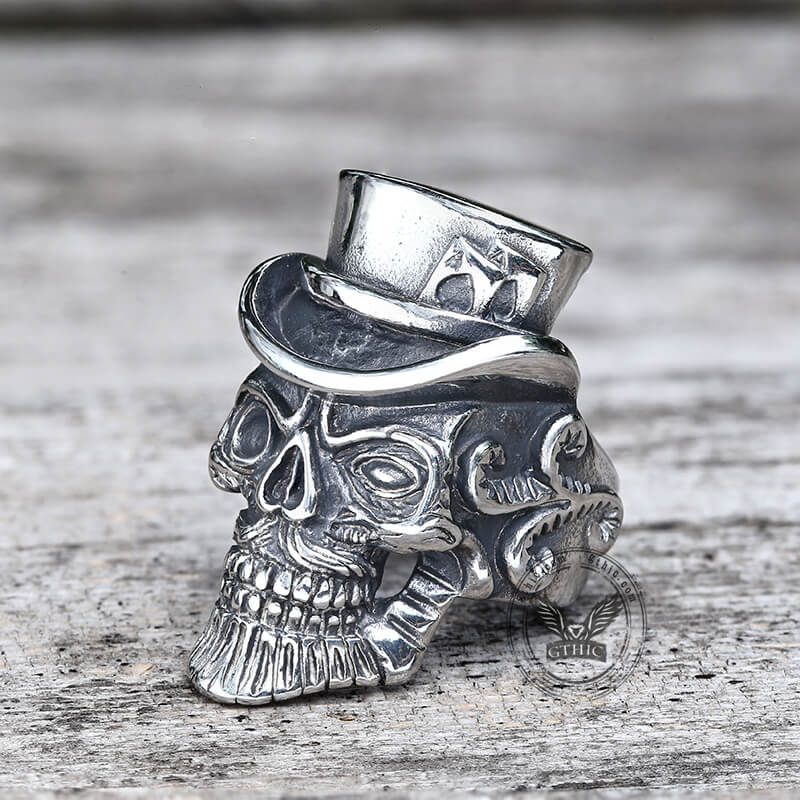 Vintage Gentleman Skull Stainless Steel Ring