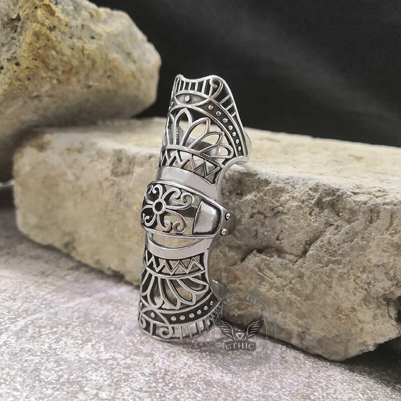Vintage Hollow Pattern Stainless Steel Knuckle Ring