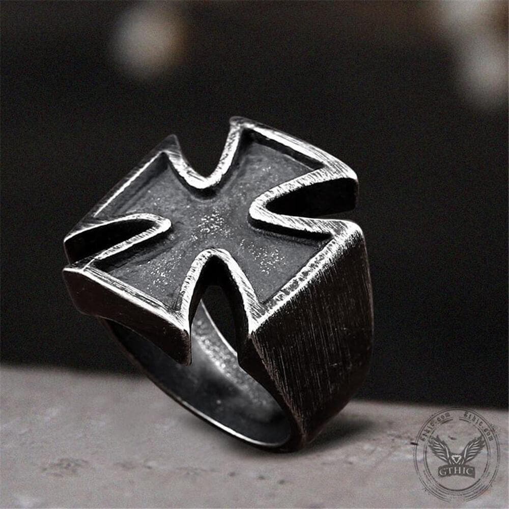 Vintage Iron Cross Stainless Steel Ring