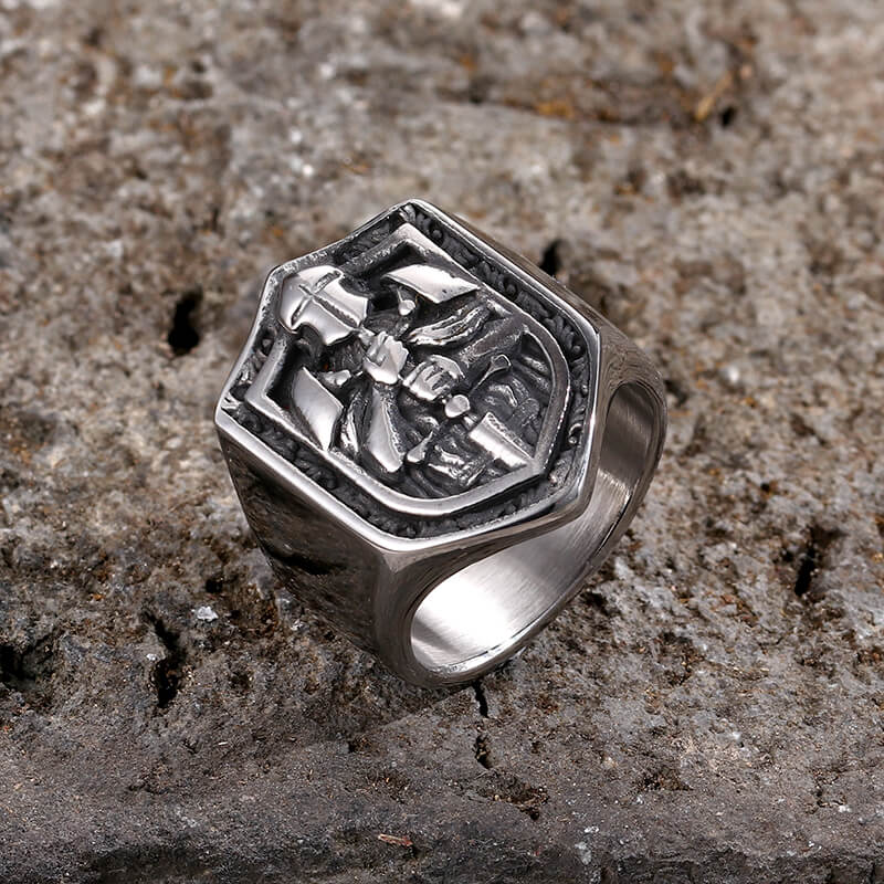 Vintage Knights Templar Crusade Stainless Steel Ring