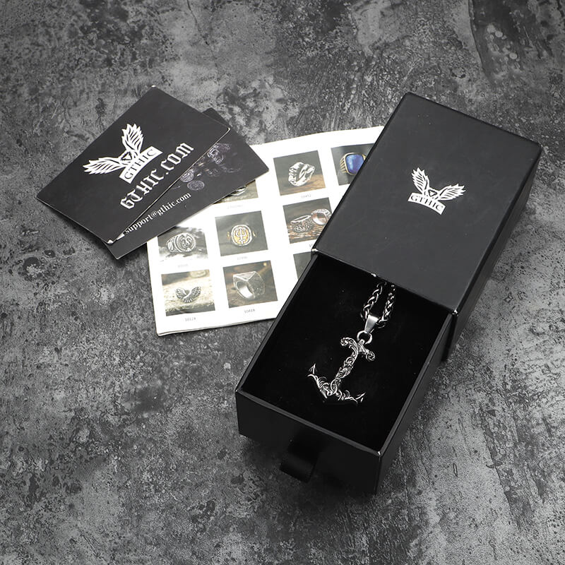 Colgante marino de acero inoxidable con ancla de ola