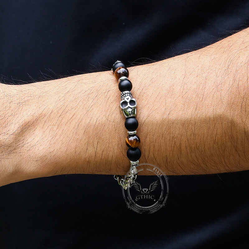 Vintage Skull Tiger Eye Stainless Steel Bracelet