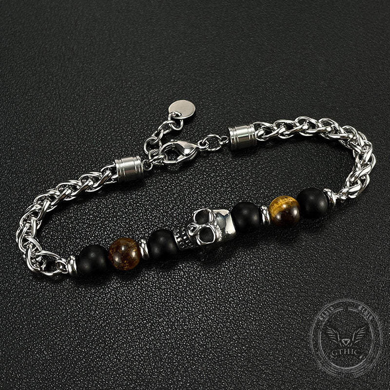 Vintage Skull Tiger Eye Stainless Steel Bracelet