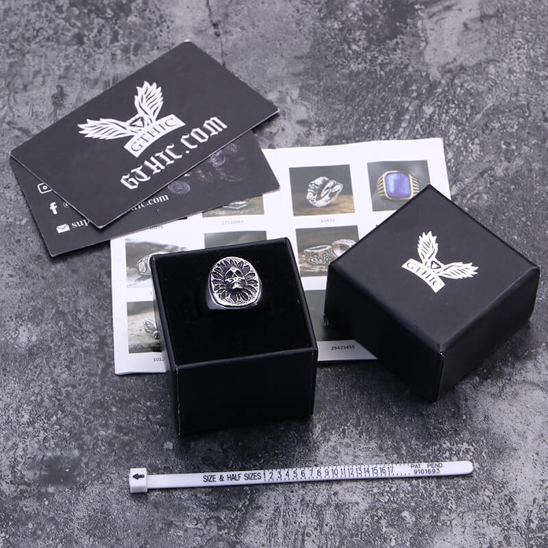 Vintage Sunflower Skull Stainless Steel Ring