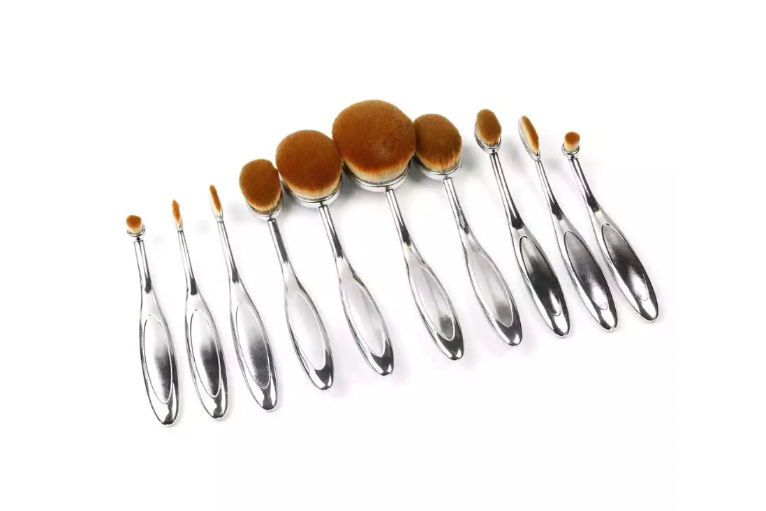 Beauty Experts Set of 10 Oval Beauty Brushes - Lootquake