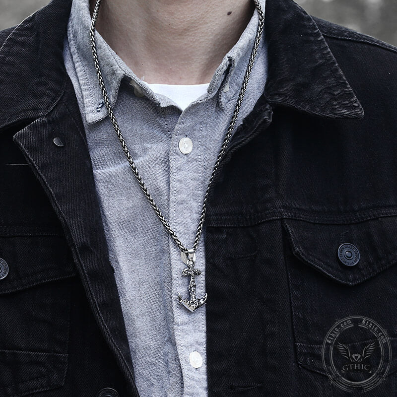 Colgante marino de acero inoxidable con ancla de ola