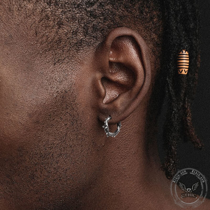 Pendientes de acero inoxidable con espinas enrollables