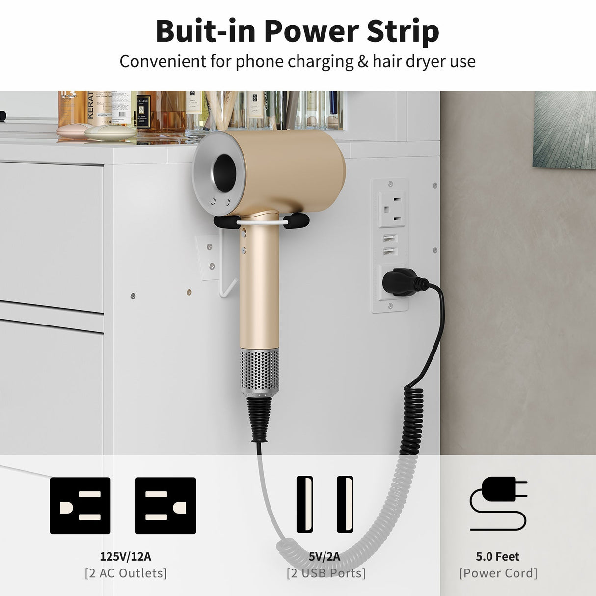 Yanosaku VD015 Bedroom Makeup Vanity desk with LED Mirror, 11 Drawers