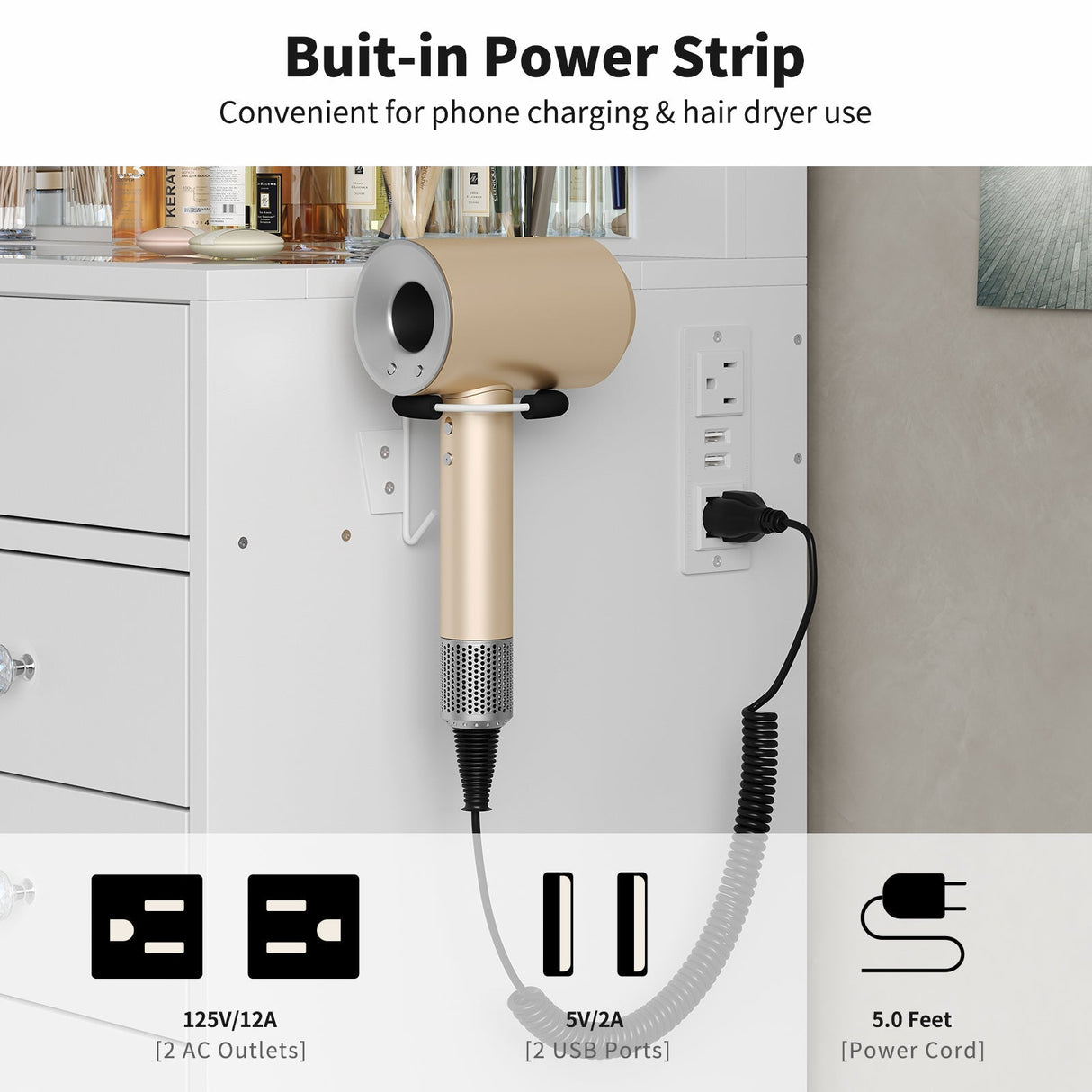 Yanosaku VD018 Bedroom Makeup Vanity desk with LED Mirror, 13 Drawers