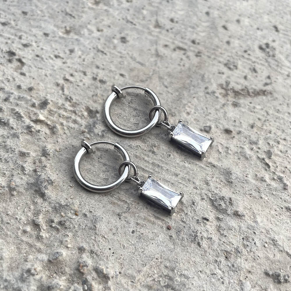 Pendientes colgantes de acero inoxidable con cruz de circonita