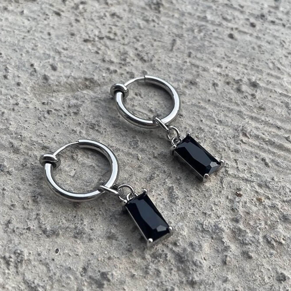 Pendientes colgantes de acero inoxidable con cruz de circonita