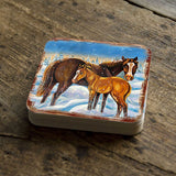 Horsey Wooden Cork Coasters Gift Set of 4 by Nature Wonders - Nature Wildlife Decor  - 95218C-S4