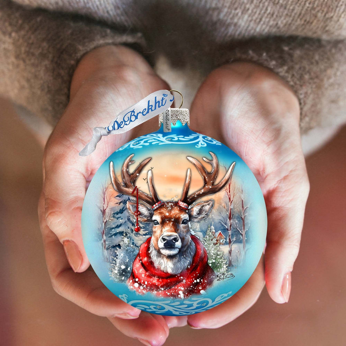 Christmas Mood Wreath Glass Ornament by G. Debrekht - Wildlife Holiday Decor - 759-048