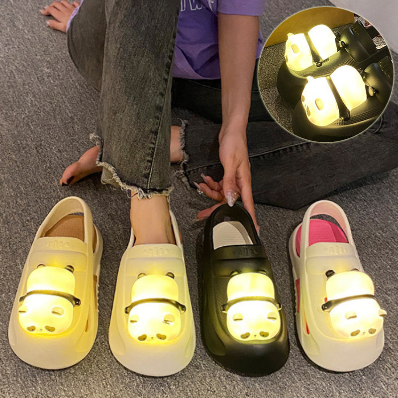 Cute Slipper With Panda Lamp Summer Sandals Femme Light Funny Woman Slippers Shoes Women