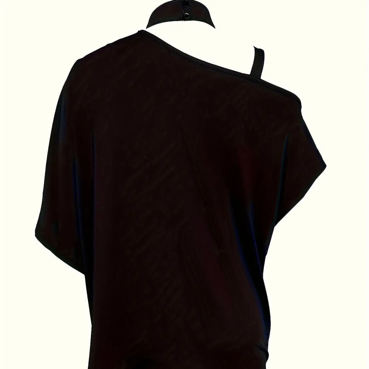 Ladies' Fashionable Slanted Shoulder Collar Printed T-shirt Top - Lootquake