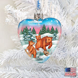 Brown Bears Heart Mercury Glass Ornament by G. DeBrekht - Wildlife Holiday Decor - 771062