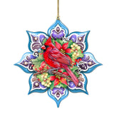 Cardinal Snowflake Wooden Ornaments by G. Debrekht - Nature Wildlife Decor - 8688411
