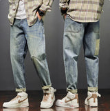 New Trendy Loose Straight Tube Haren Workwear Nine Quarter Jeans - Lootquake