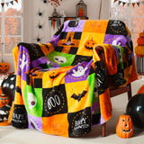 1pc Halloween Fleece Throw Blanket, Bat, Ghost Fall Plaid Blanket, Soft Fuzzy Plush For Couch Sofa Or Bed, Luxury Flannel Lap Blanket