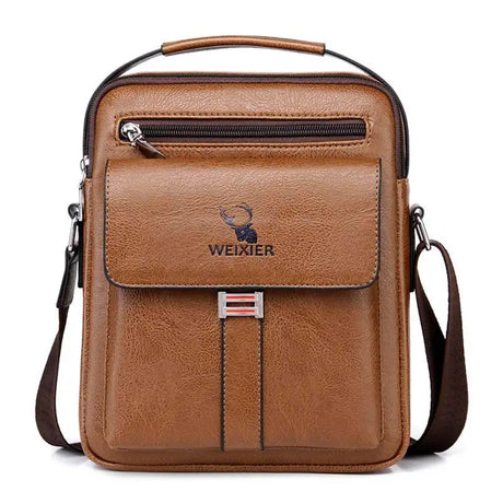 Leather Messenger Crossbody Shoulder Bag For Men Work Business Casual Adjustable Straps With  Metal Zipper - Lootquake