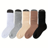 Conjunto de 3 pares de calcetines de media pantorrilla modernos para mujer, de punto liso, suaves y transpirables, tallas grandes (0XL-2XL).