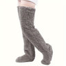 Fuzzy Thigh High Stockings, Warm Over-the-Knee Socks for Women, Solid Color