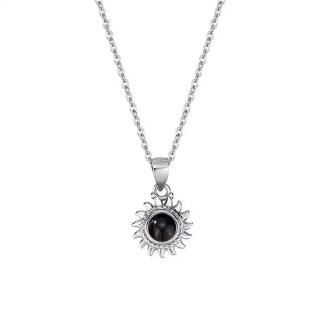 Female Sunflower Photo Projection 925 Pure Silver Necklace - Lootquake