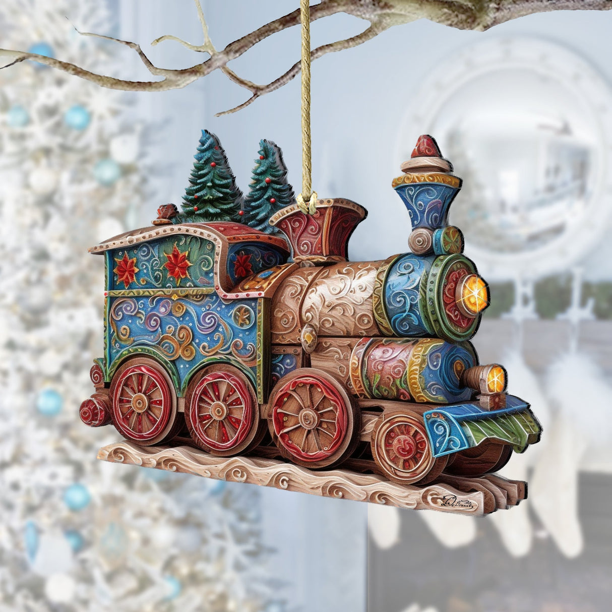 Christmas Train Wooden Ornaments by G. Debrekht - Christmas Decor - 8100198-2