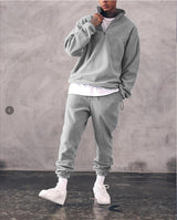 Casual Stand Collar Thickened Long-sleeved T-shirt Loose-fitting  Pullover Men's Suit - Lootquake