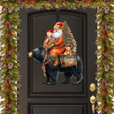 Decoración navideña para puerta con Papá Noel y su oso negro, de G. Debrekht - Decoración navideña con Papá Noel y muñeco de nieve - 8611064H