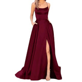 Solid Color Long Slimming And Shoulder Hollow Girlfriends Fashion Bridesmaid Party Dress - Lootquake