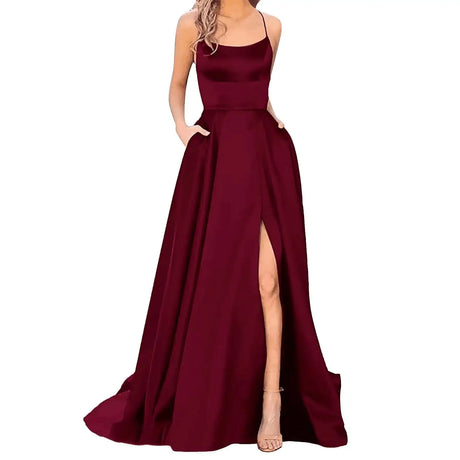 Solid Color Long Slimming And Shoulder Hollow Girlfriends Fashion Bridesmaid Party Dress - Lootquake