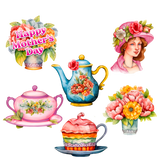 Juego de 6 adornos decorativos de madera con clip para el Día de la Madre de G. Debrekht - Love Family Decor - 8090059C-S6