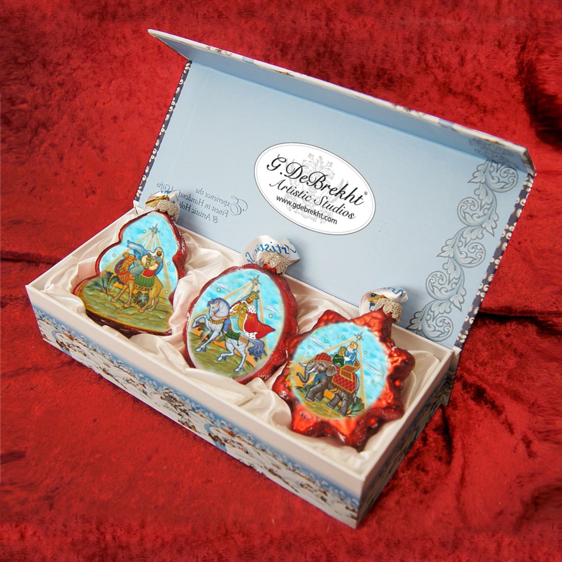 Three Kings Mercury Glass Ornaments Set of 3 by G. DeBrekht - Nativity Holiday Decor - 770102S3