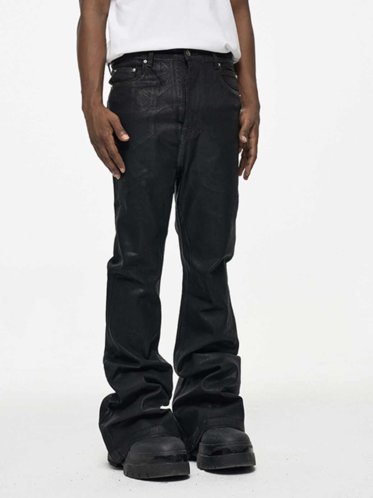 High Street RO Wind Coating Brush Glue Slightly Flared Mop Jeans - Lootquake