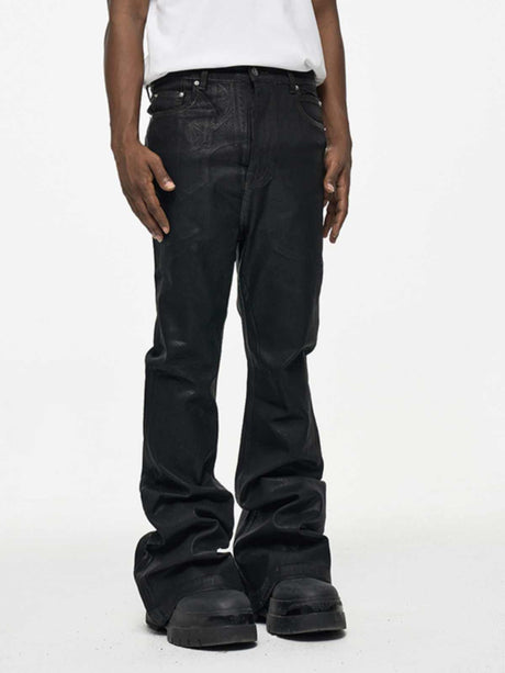 High Street RO Wind Coating Brush Glue Slightly Flared Mop Jeans - Lootquake