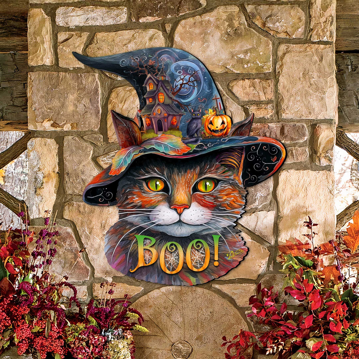 Halloween Cat in a Hat Holiday Door Decor by G. DeBrekht - Halloween Decor - 8652792H