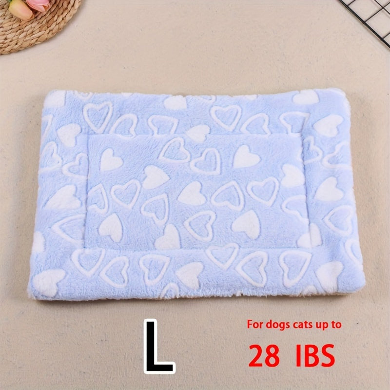 Manta rectangular para mascotas, resistente a la suciedad y para todas las estaciones - Cómoda cama con estampado de pata de perro y corazón (1 unidad)