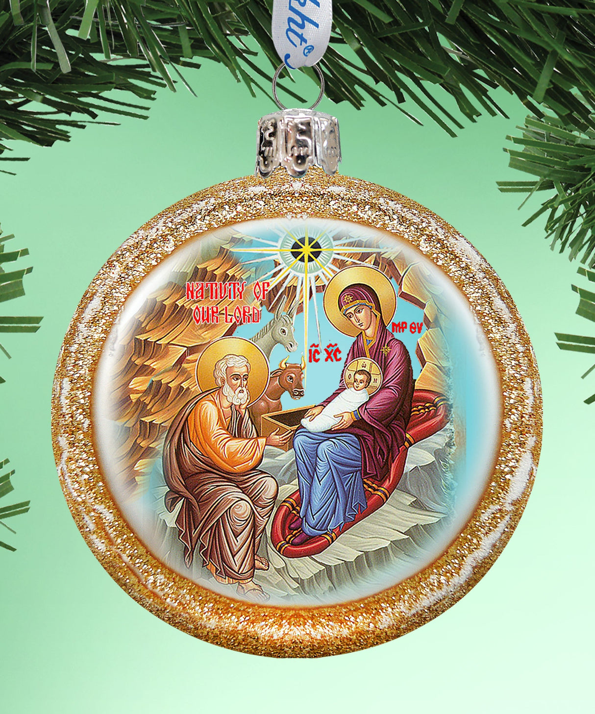 Orthodox Nativity Glass Ornament by G. DeBrekht - Nativity Holiday Decor - 73752G