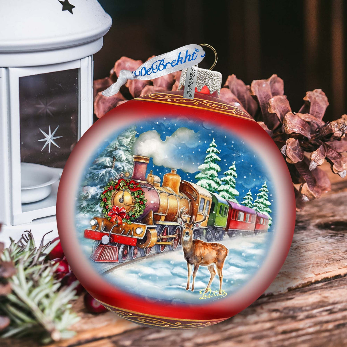 Antler Express Lg Glass Ornament by G.Debrekht - Christmas Holiday Decor - 73946