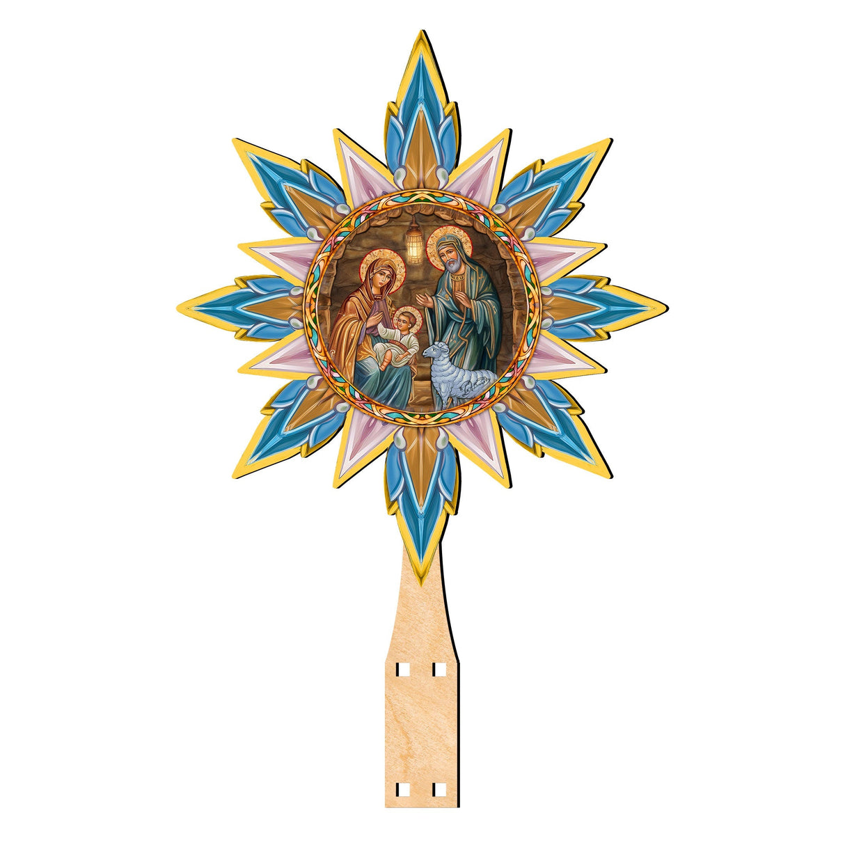 Orthodox Nativity Star Tree Topper Wooden Decor by G. Debrekht - Nativity Holiday Decor - 89504