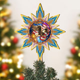 Adorno de madera para la punta del árbol de Navidad con águila patriótica estadounidense de D. Gelsinger - Decoración navideña patriótica - 89515-DG