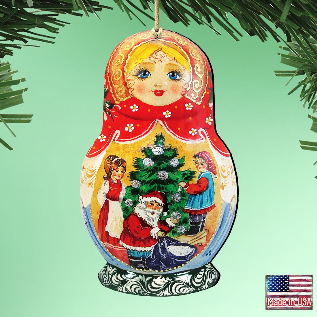 Night Before Christmas Matreshka Wooden Ornaments by G. DeBrekht - Christmas Decor - 8110734