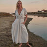 V-neck Lace Short Sleeved Pure Cotton Dress