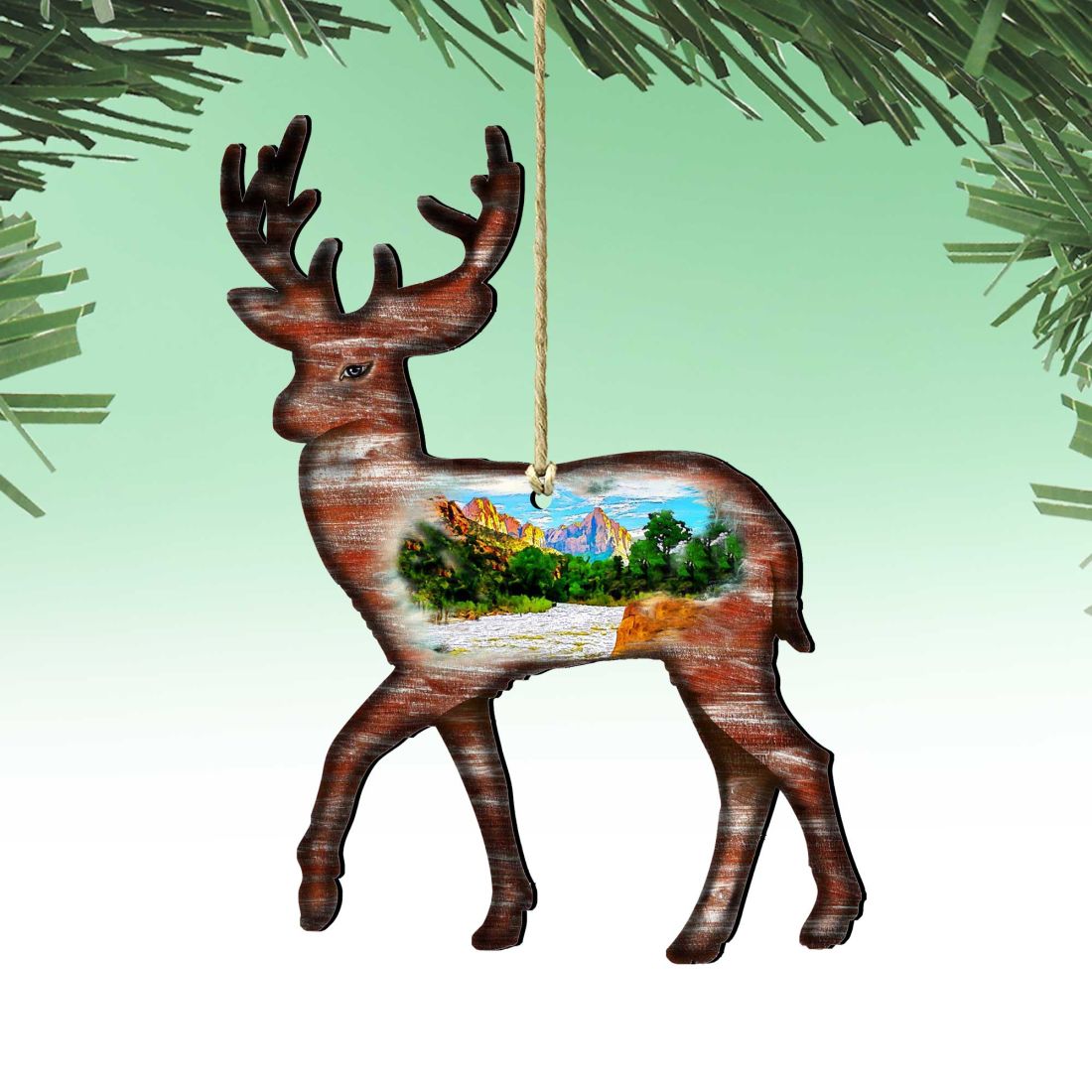 Deer Wooden Ornaments by Nature Wonders - Wildlife Holiday Decor - 8198211