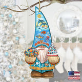 Coastal Gnome Dwarf Wooden Ornaments by G. DeBrekht - Coastal Holiday Decor - 8611014