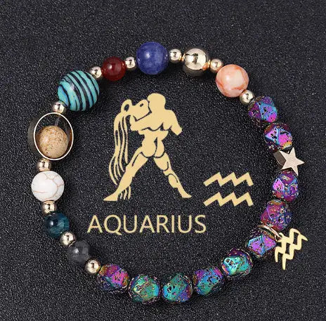 Natural Volcanic Rock Electroplating Twelve Constellations Bracelets - Lootquake