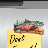 Juego de 6 imanes decorativos de madera "Wild Salmon Tales" de G. Debrekht - Decoración costera con fauna - 8090109G-S6