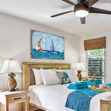 Arte mural costero de madera con veleros Ahlers de Nature Wonders - Decoración costera de vida marina - 95259B